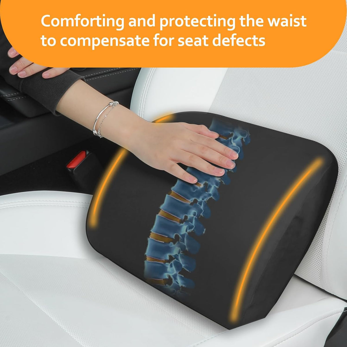 Memory Foam Lumbar Support Pillow for Tesla Black 1pc