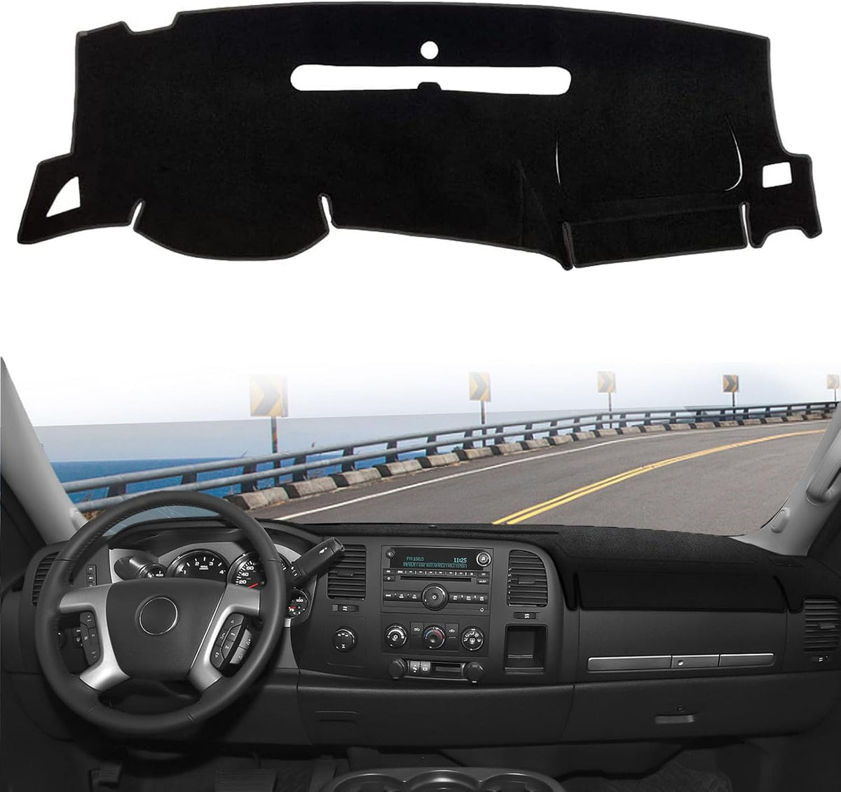 Dash Cover for Chevy Silverado 2007-2013 Accessories Dashboard Cover Mat for GMC Sierra SL/SLE/WT 2007-2013 Models with Two Glove Boxes Flannel Dash Board Protector Pad