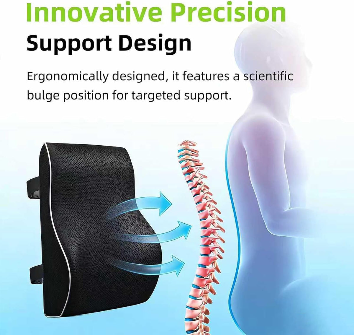 Ergonomic Lumbar Support Pillow – Memory Foam for Lower Back Pain Relief,Lumbar Support Pillow for Office Chair, Office Home Essentials,Gifts for Mom,Dad, Back Support Pillow for Car, Chair