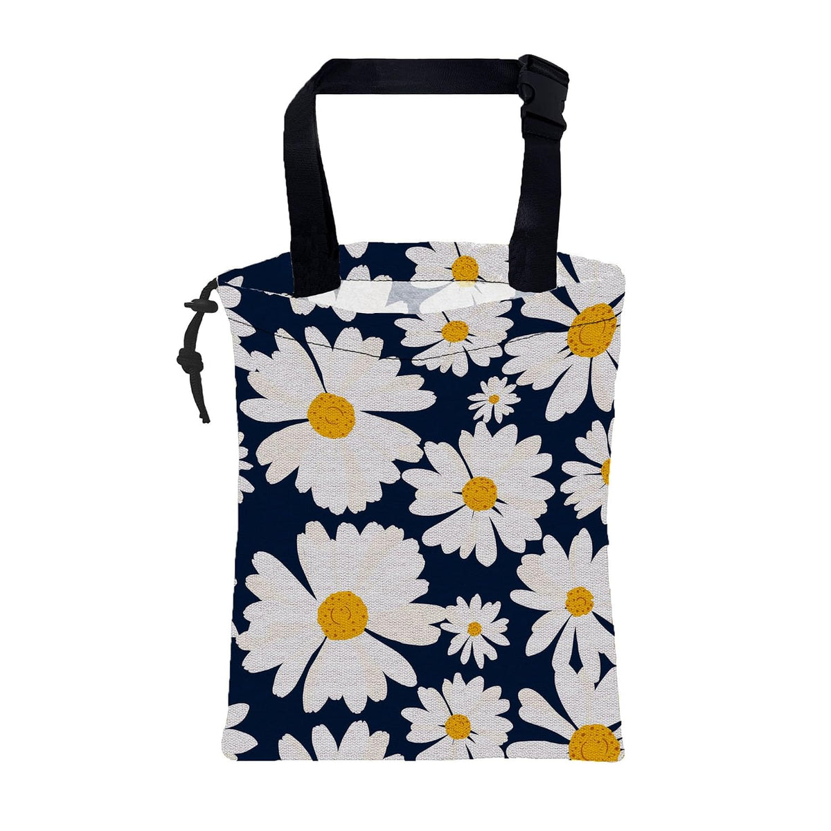 Car Trash Bag Chamomile Flower Hanging Drawstring Car Organizer and Storage Bag with Adjustable Buckle Canvas Garbage Bin for Back Seat or Hanging Headrest Car Decor Road Trip Essentials
