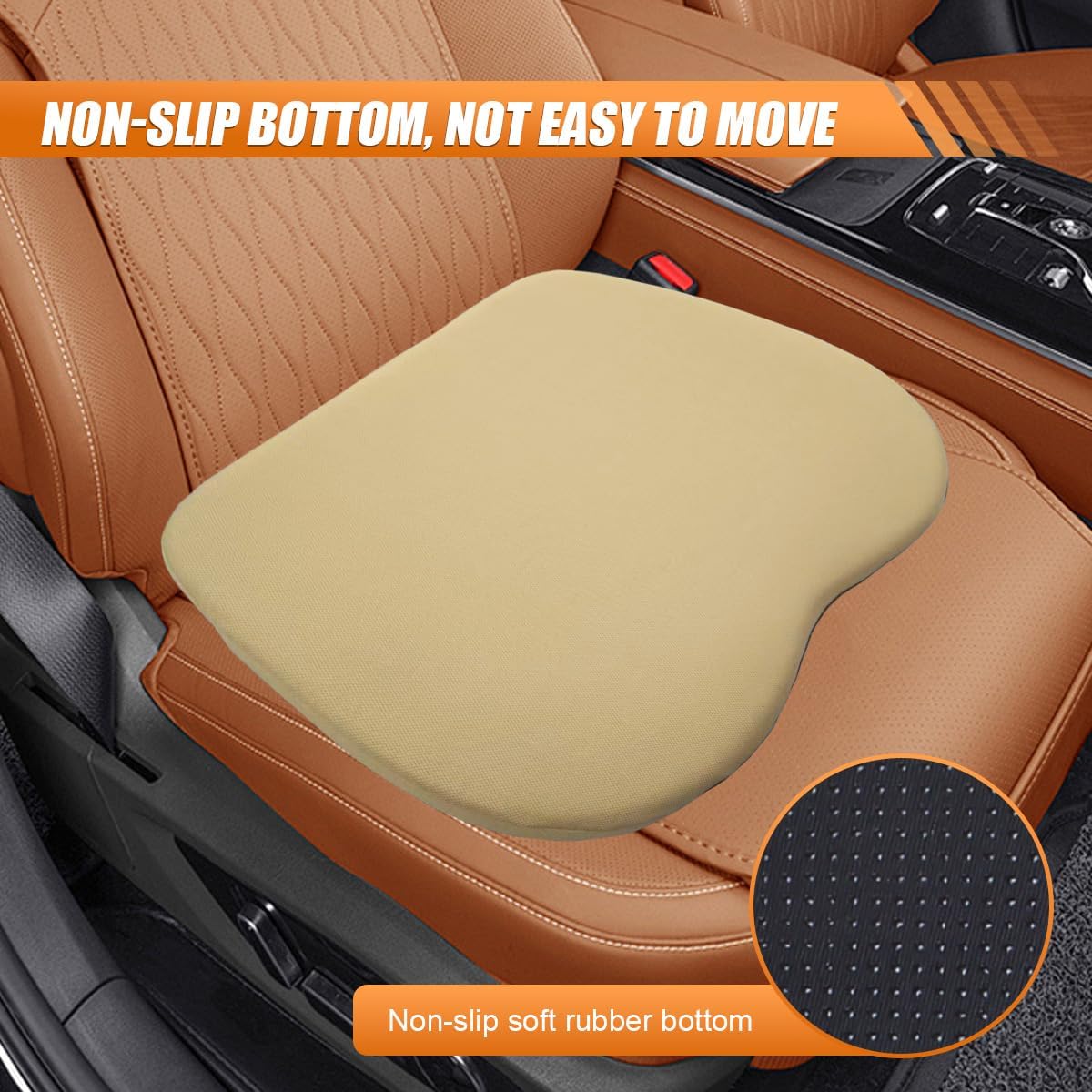 2 in 1 Wedge Car Cushion and Lumbar Support Pillow for Driving, Memory Foam Automotive Seat Booster Cushion, Non-Slip Vehicle Seat Pad for Car, Home, Office(Beige)