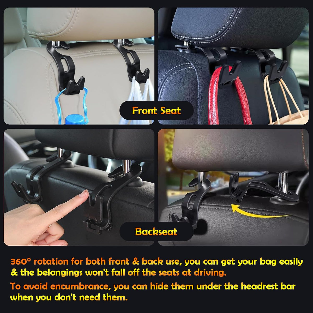 Car Coat Hanger with 2 Car Seat Headrest Hooks