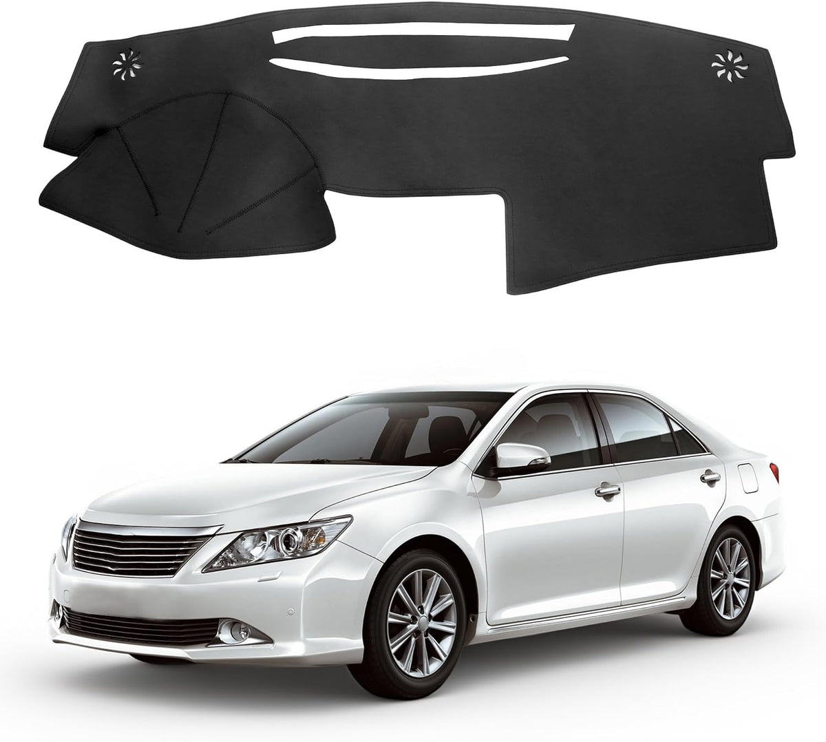 Leather Dashboard Cover Compatible with Toyota Camry 2007-2011 Hybrid LE SE XLE, XV40 PU Leather Dash Mat, Easy Clean UV Protection, No Glare Interior Accessory
