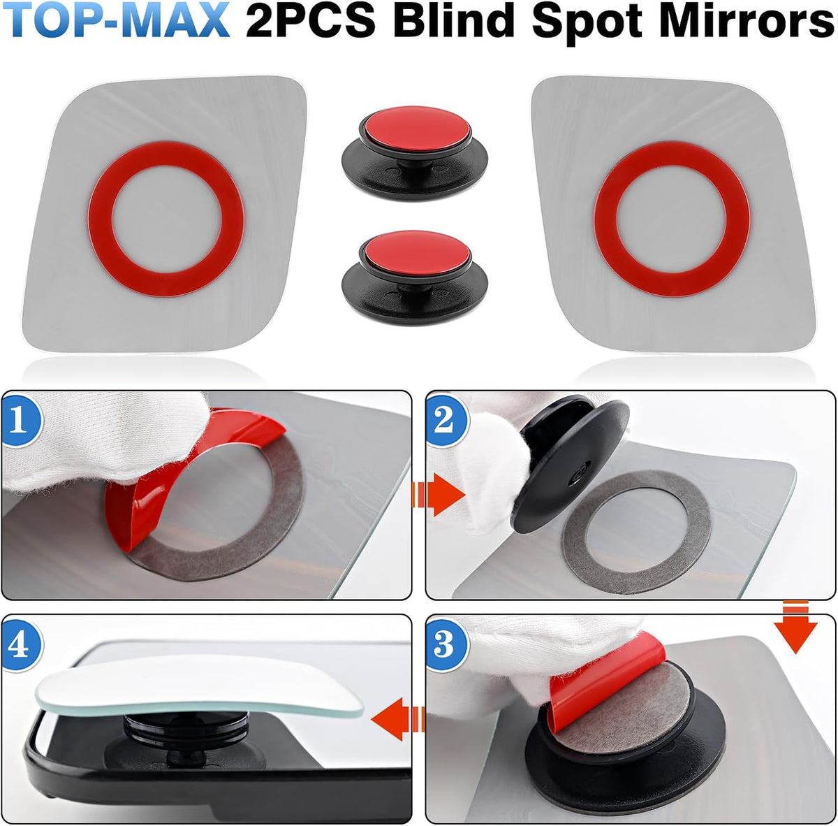 TOP-MAX Blind Spot Mirrors Compatible with 2021-2025 Ford F-150, 2022-2023 F150 Lightning, Convex Stick On Side Mirrors for Towing and Lane Changes Extended View, 2 Pack (Left & Right)