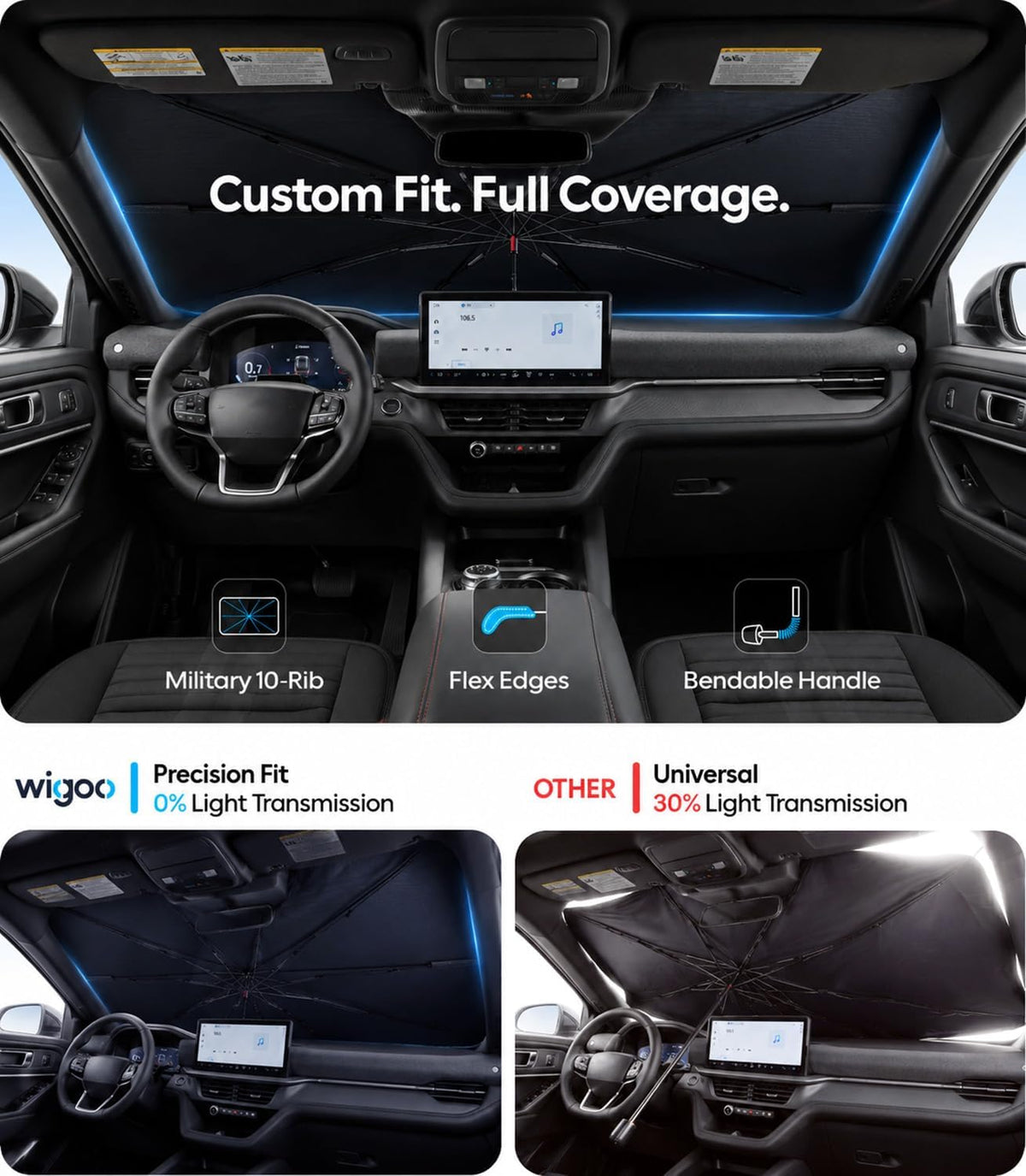 Wigoo Windshield Sun Shade Umbrella for Ford Explorer 2020-2026