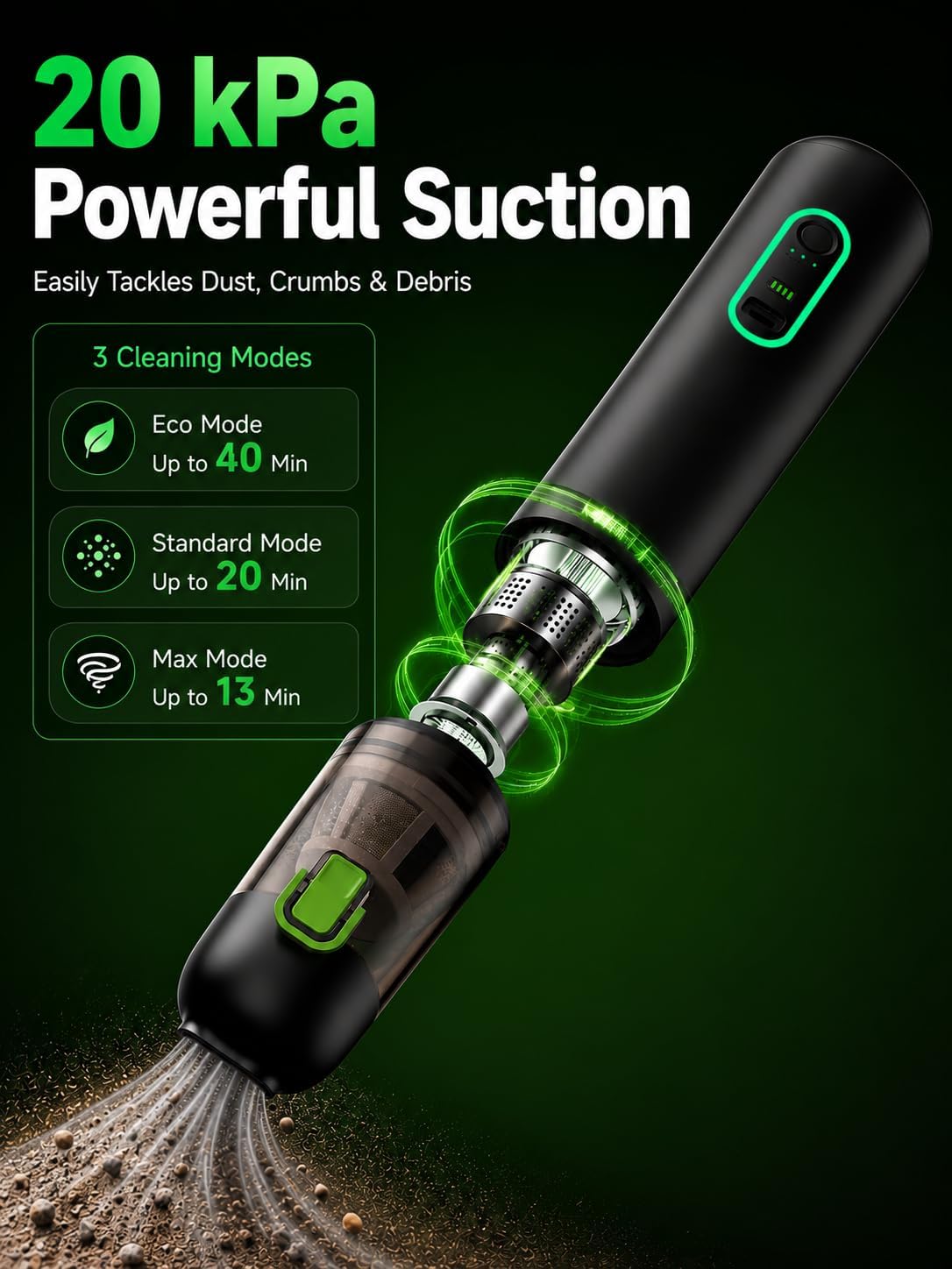 Car Vacuum, 4-in-1 Rechargeable Mini Cordless Handheld Vacuum for Car Home
