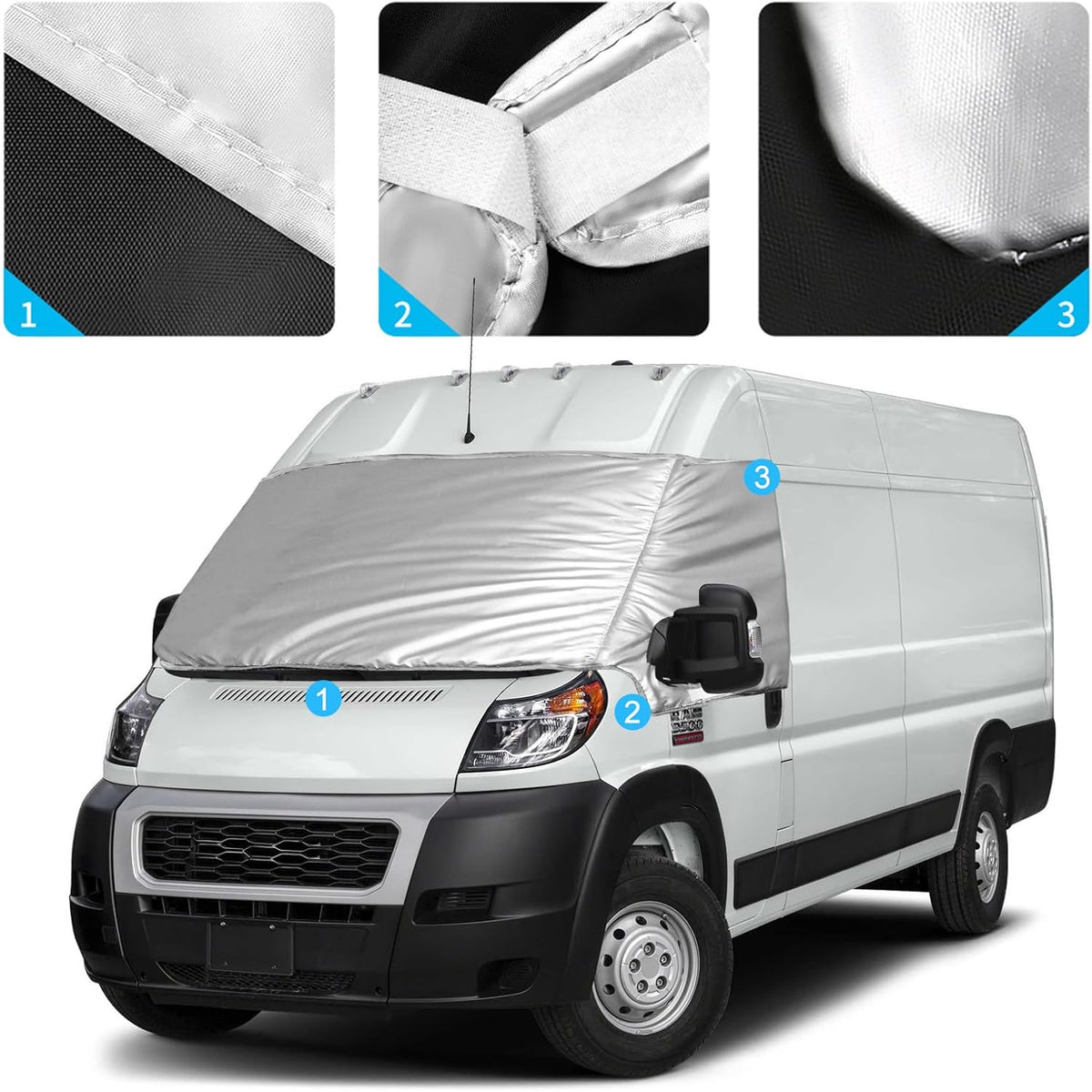 Silver RV Windshield Cover for Ram ProMaster 2014-2026