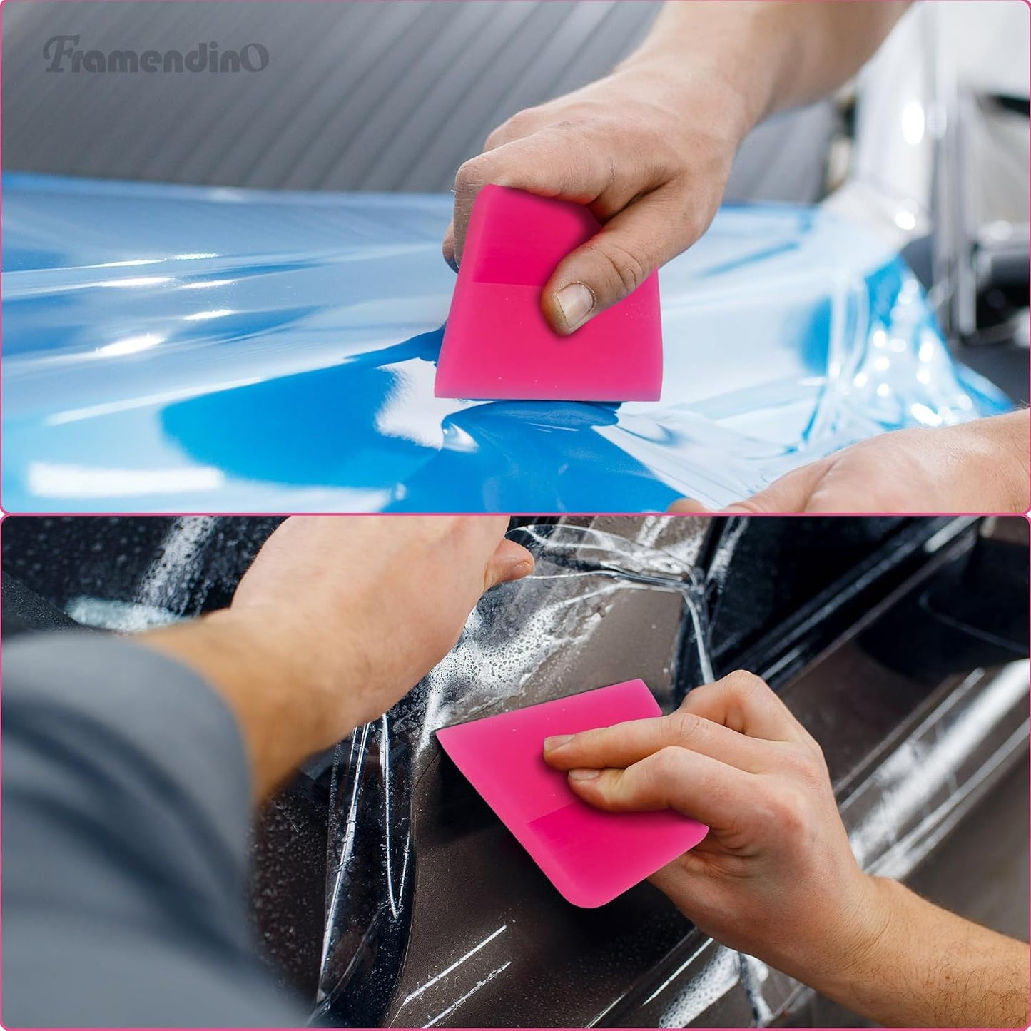 Framendino, 4 Pack PPF Squeegee Soft Silicone Rubber Scraper Anti Scratch Scrapers Window Edge Trimming Scarper for Car Vinyl Paint Protection Film Installation Tint Tool