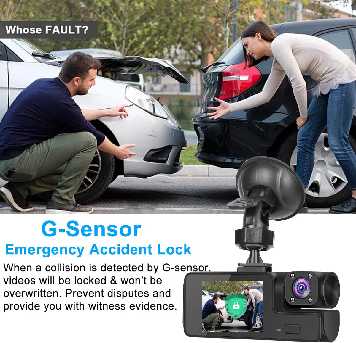 1080P Dual Dash Camera for Car Front and Inside Dashcam Car Security Video Recorder,170°Wide Angle Vehicle Cam,WDR,G-Sensor,Loop Recording,Night Vision (Dual Dash Cam Without Card)