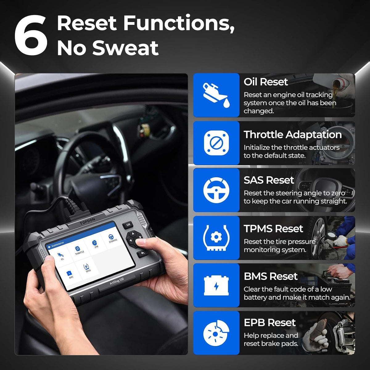 TOPDON AD500 Car Diagnostic Scanner, Engine ABS SRS Transmission Scan Tool