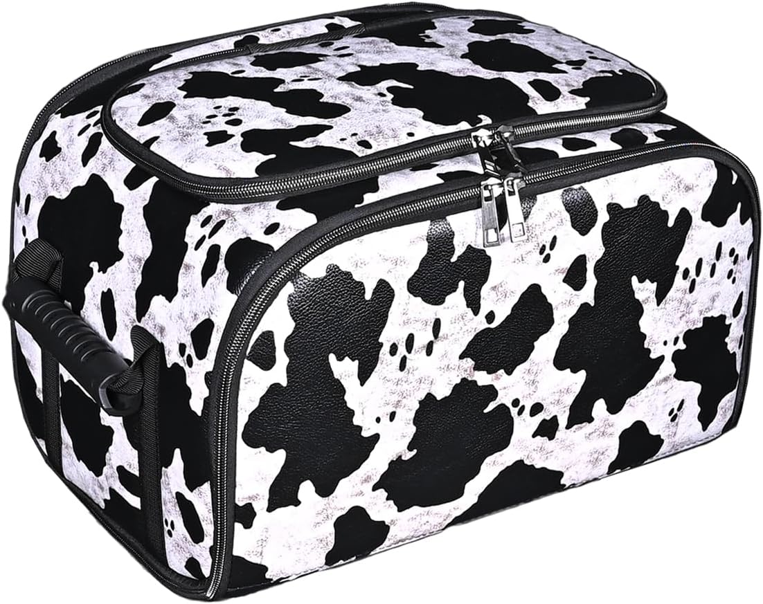 Cow Print Insulated Cooler Bag for Car, Multi-Mode Portable Thermal Lunch Cooler Tote, Reusable Thermal Storage Bag for Drinks, Snacks & Food, Ideal for Car Seat, Trunk, Road Trips & Travel