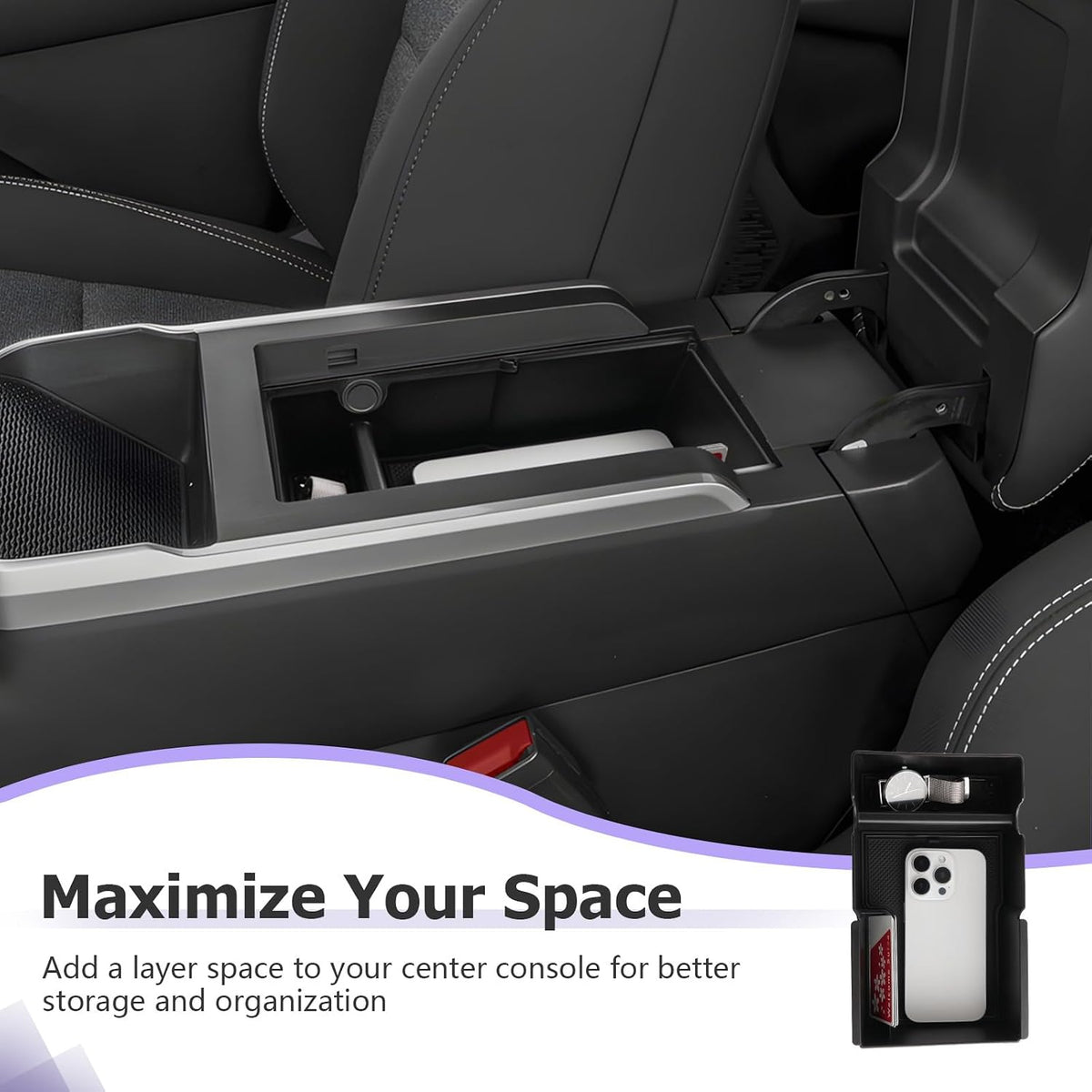 LUWU Center Console Organizer for 2025 2026 GMC Terrain (Elevation/AT4/Denali) Accessories Armrest Storage Box Tray Organizer Insert Tray ABS Material GMC Terrain 2025 2026 Accessories