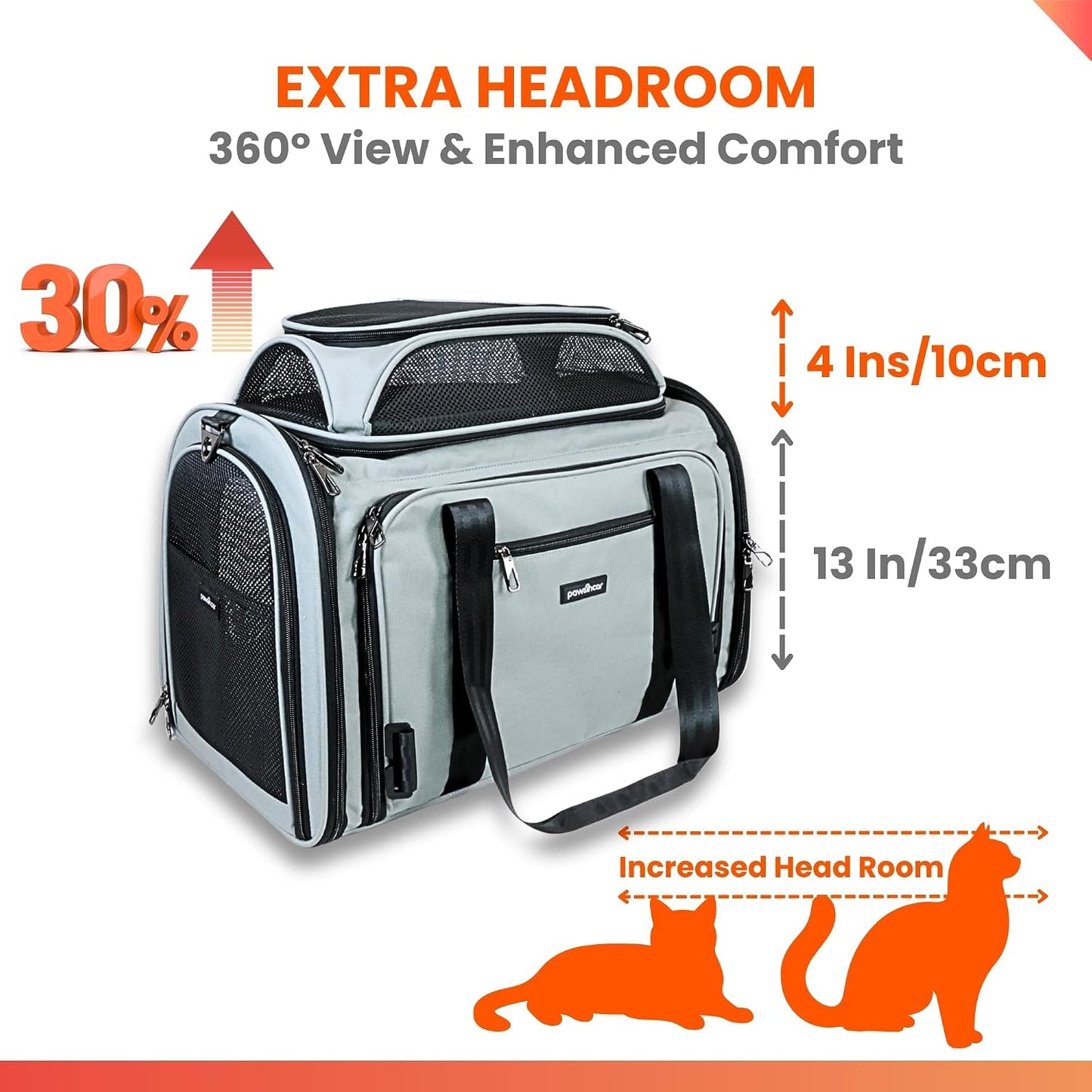 Crash-tested Top and Side Expandable Cat Carrier Large & Small Dog Car Seat - CPS Certified for Crash Protection & Safe Pet Travel (20x13x13)