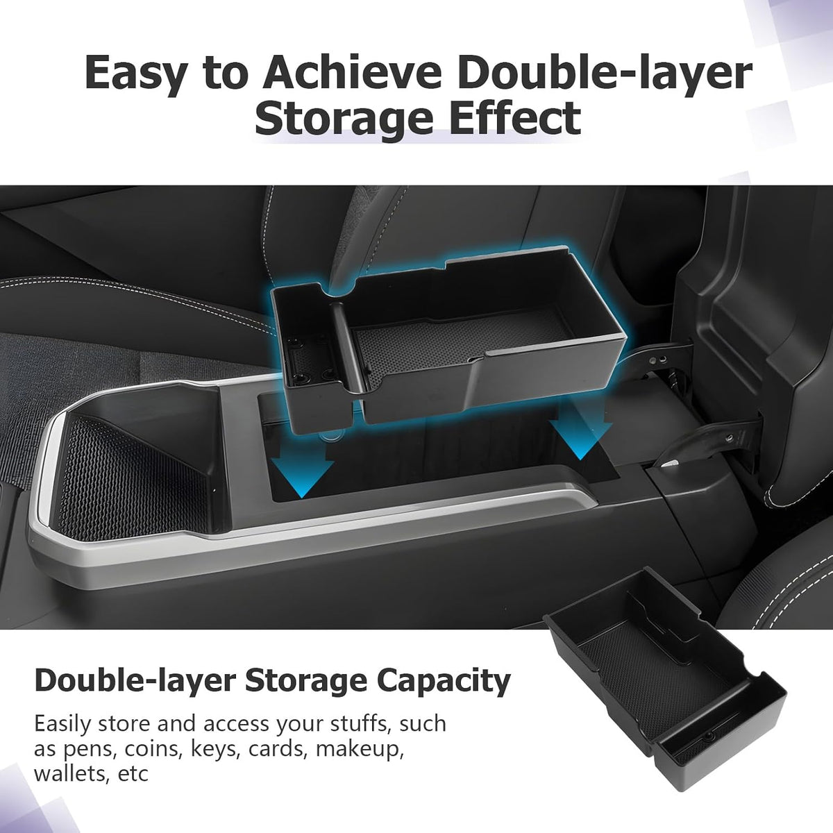 LUWU Center Console Organizer for 2025 2026 GMC Terrain (Elevation/AT4/Denali) Accessories Armrest Storage Box Tray Organizer Insert Tray ABS Material GMC Terrain 2025 2026 Accessories