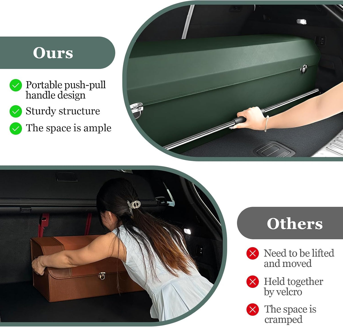 Car Trunk Organizer Leather Car Trunk Storage Organizer with Lid