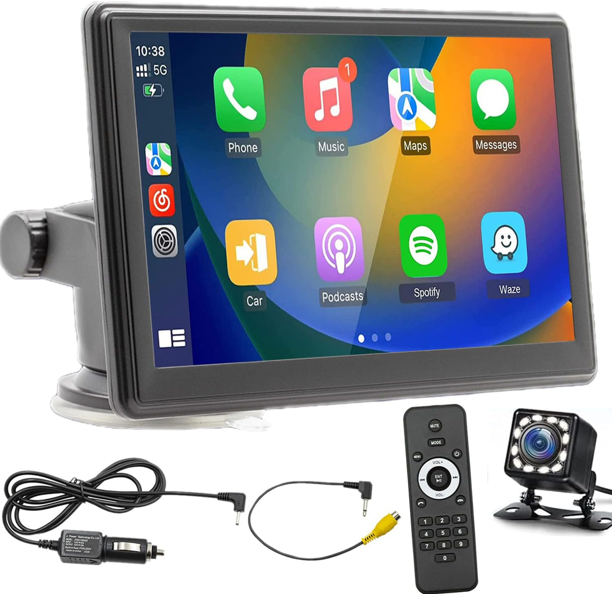 Portable Car Stereo Compatible for Wireless Apple Carplay & Android Auto, 7" Monitor Car Radio Receiver with Remote Control, Backup Camera,Mirror Link, Bluetooth, FM Transmitter, AUX/USB/TF Card Port