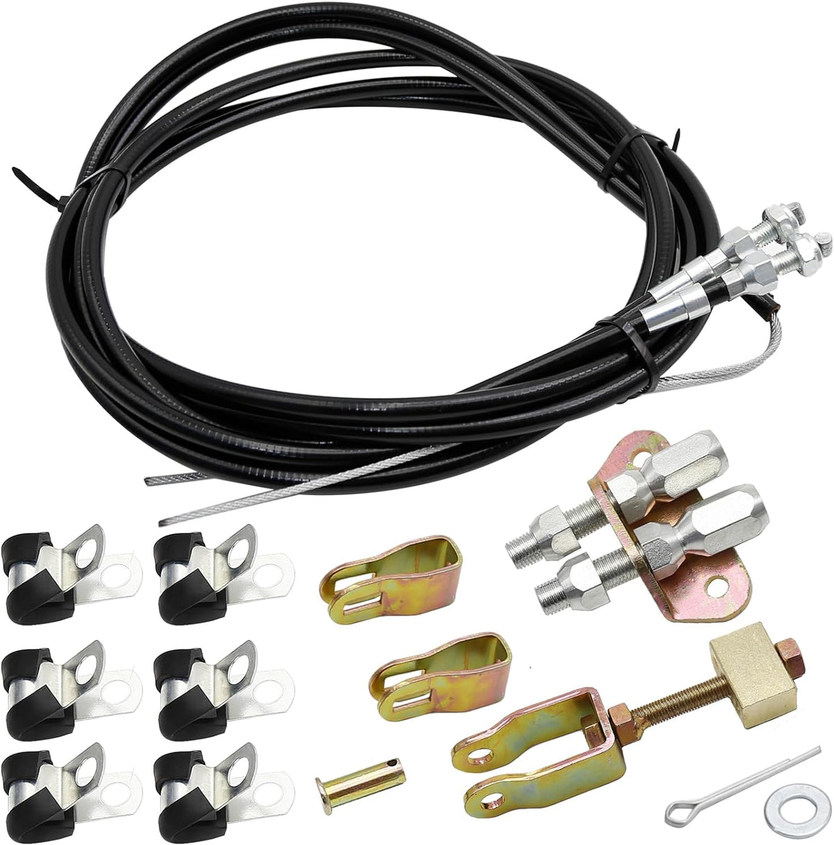 330-9371 Universal Emergency Parking Brake Cable Complete Kit 110" Long Cables with 97" Long Sheath E-Brake Set Replace# 140-14415-R