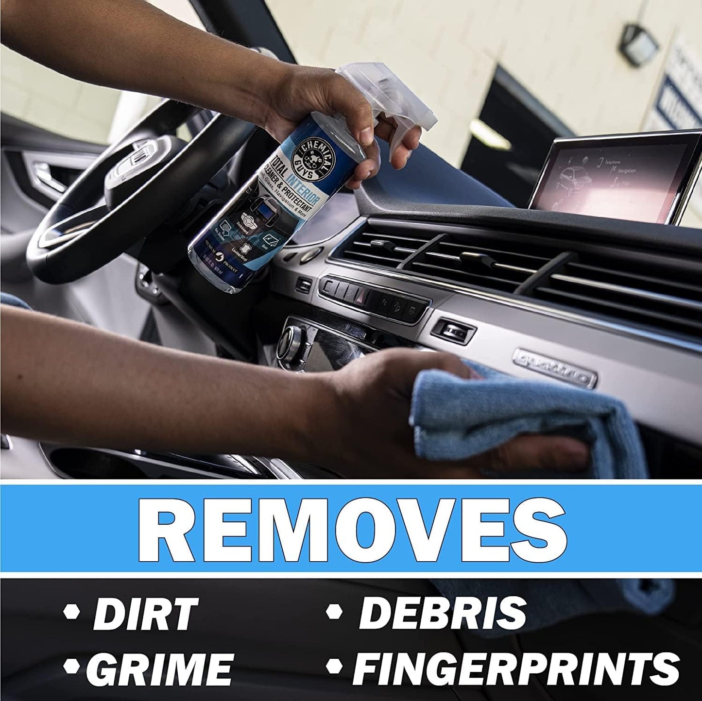 Chemical Guys Total Interior Cleaner and Protectant, Interior Car Cleaner Cleans & Protects Leather, Vinyl, Plastic, Rubber, Glass with a Showroom Finish, Safe for Trucks, SUVs, RVs & More, 128 oz