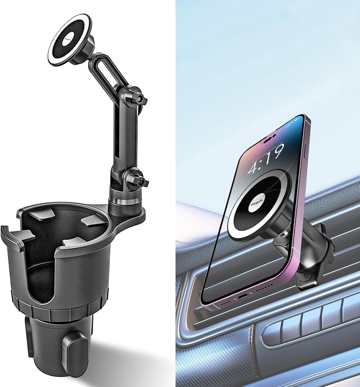 Magnetic Phone Holders for Your Car Cup Holder & Air Vent-2 Packs