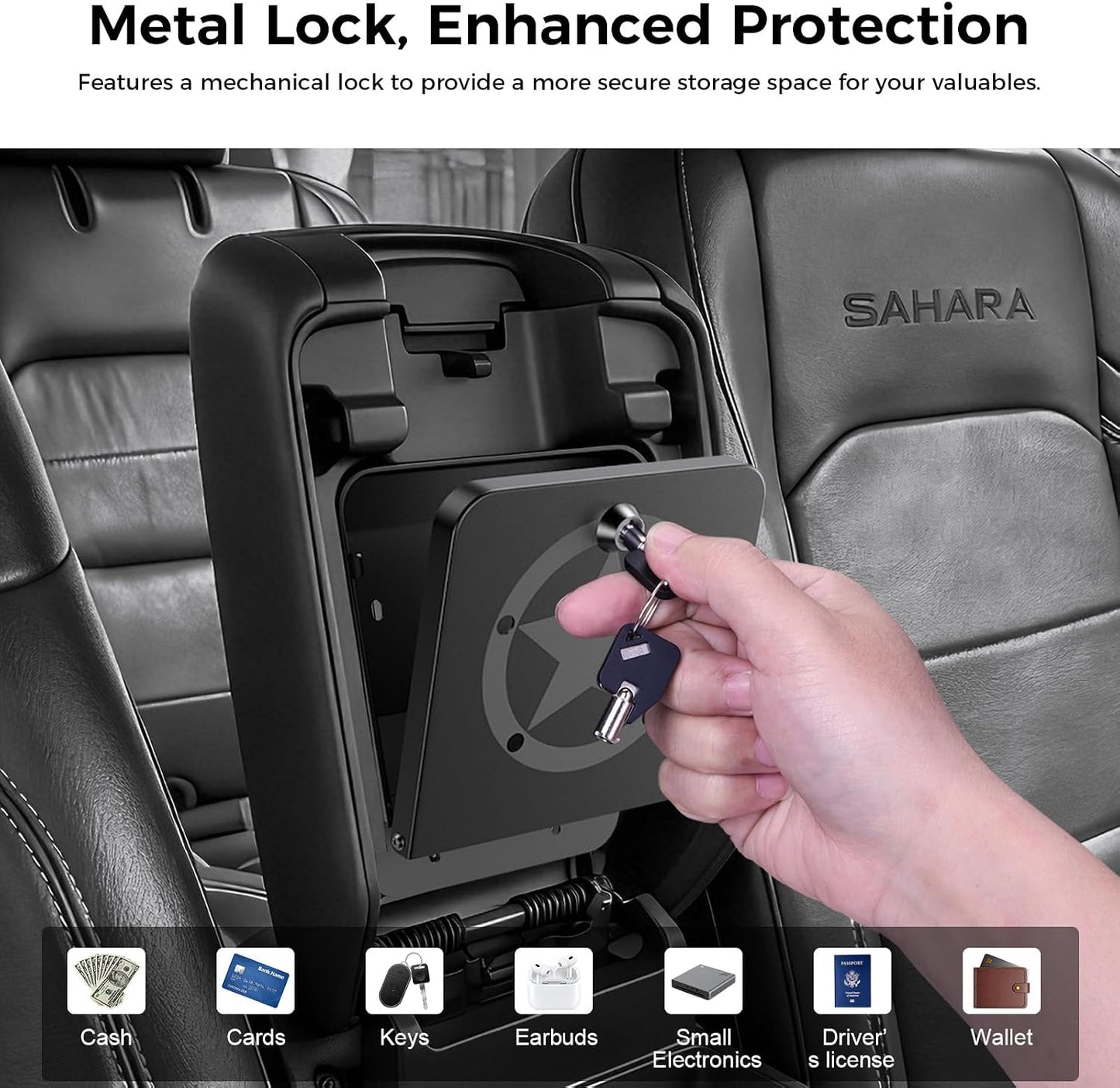 DIAMOOKY Metal Center Console Hidden Organizer for Jeep Wrangler JL JLU 4xe 2018-2026 & Gladiator JT 2020-2023 2024 2025 2026 Accessories Armrest Hidden Center Console Storage Box W/Keys, Star