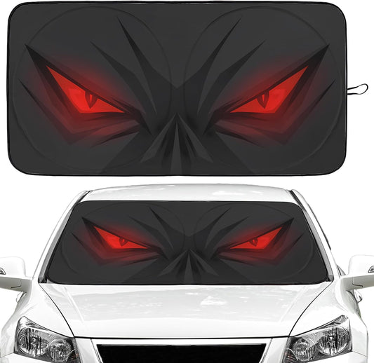 Red Eyes Car Windshield Sun Shade Foldable Sunshade Front Window Cover Sun Visor Protector Accessories (59x27.5 inches)