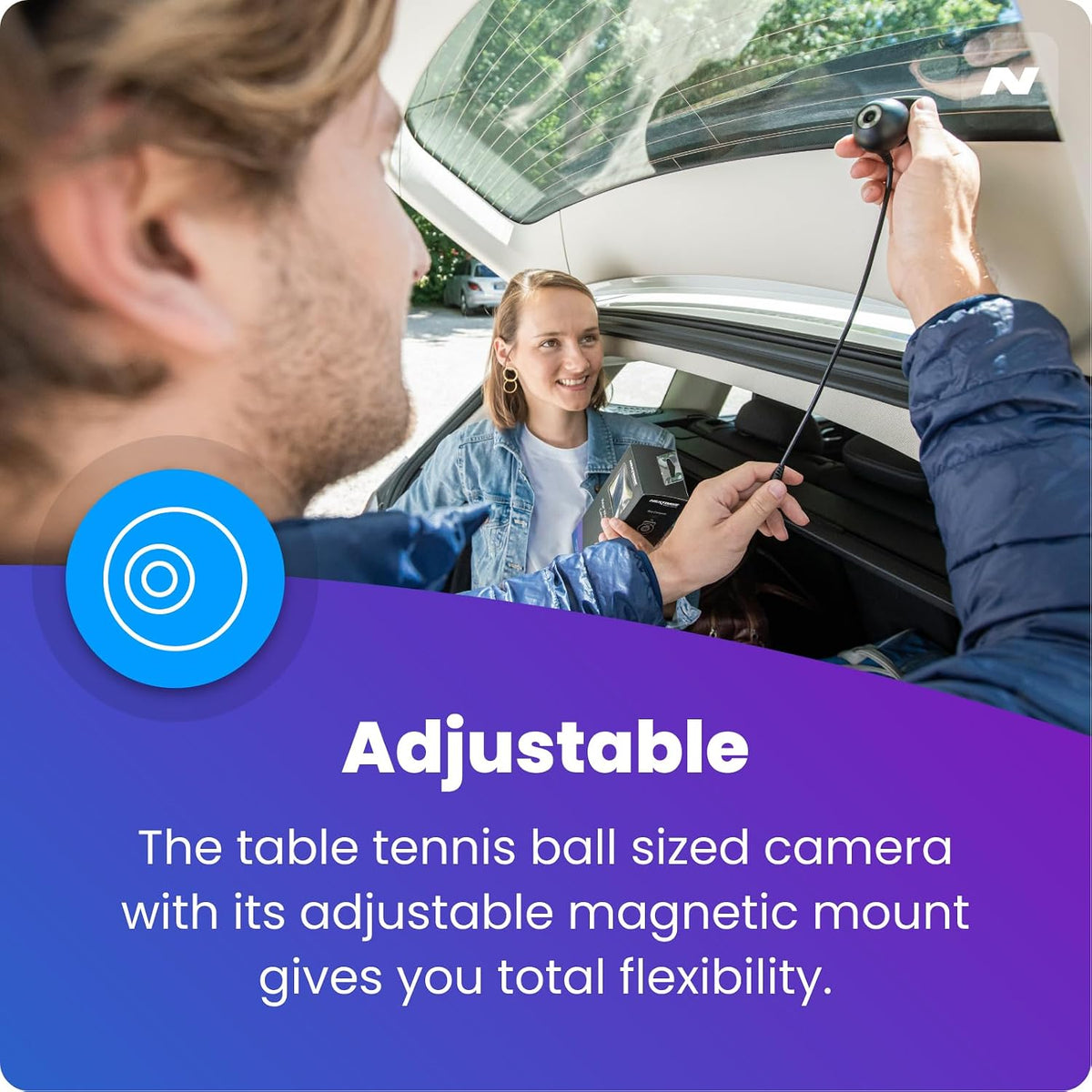 Nextbase Rear Window Camera | Compatible with 322GW, 422GW, 522GW, 622GW Dash Cams | Full Rear View Coverage, 140° Wide Angle, Magnetic Mount, 6.5m Cable, Series 2 Add-On Module