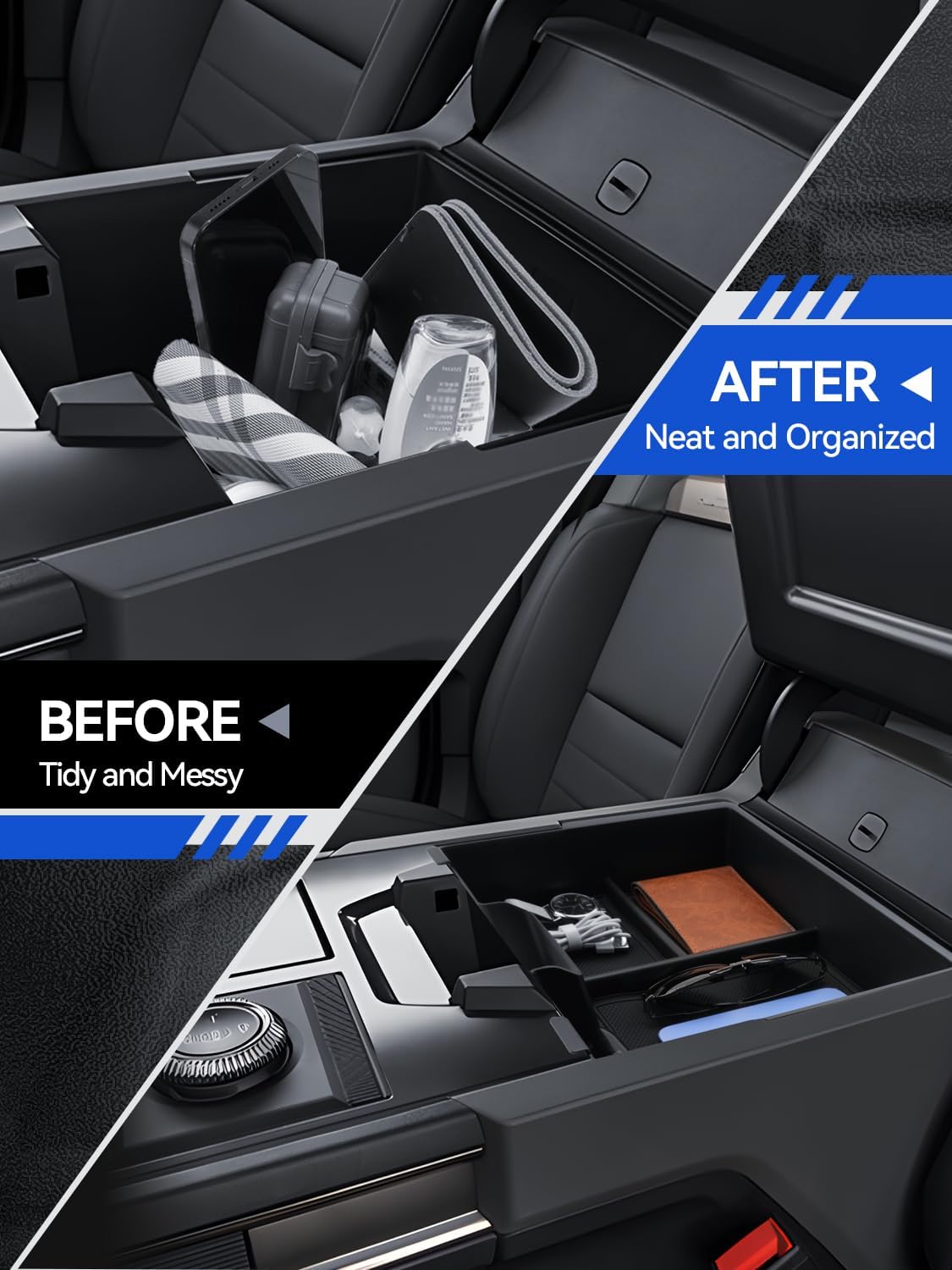 for Nissan Titan Center Console Organizer 2016-2019 2020 2021 2022 2023 2024 2025 Nissan Titan Accessories Armrest Tray Middle Storage Box Insert Container Durable ABS Plastic
