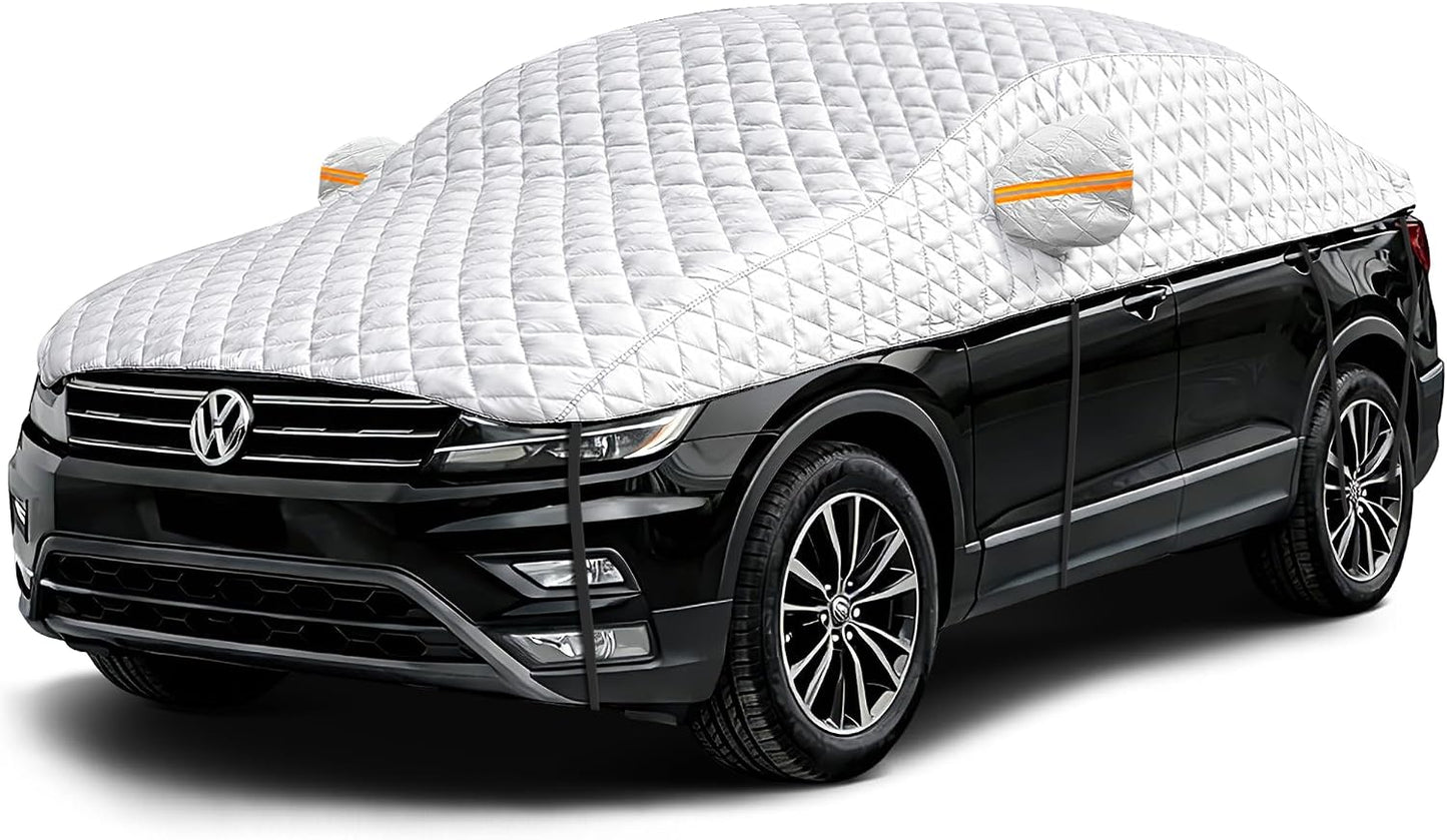 Hail Protector Car Cover SUV, Multi-Layer Cotton Padded Half Car Cover, Thickened Top Protection for Hail, Snow & Impact, Fits SUV L