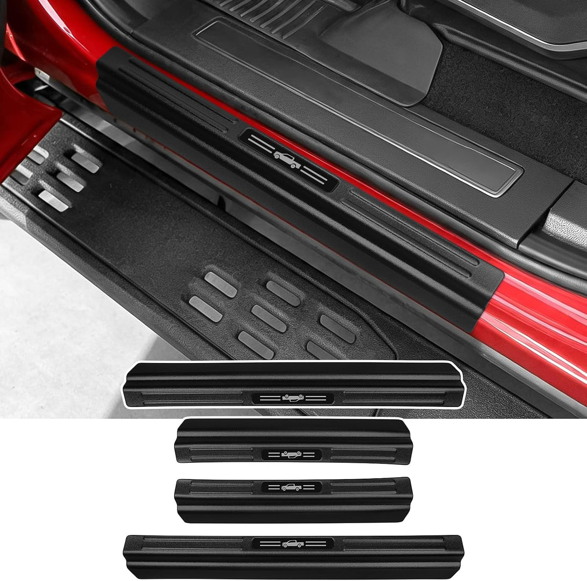 4PCS Door Sill Protector for 2019-2026 Chevy Silverado GMC Sierra 1500 Door Sill Guard Replace 2025 Silverado 1500 Accessories ABS Material