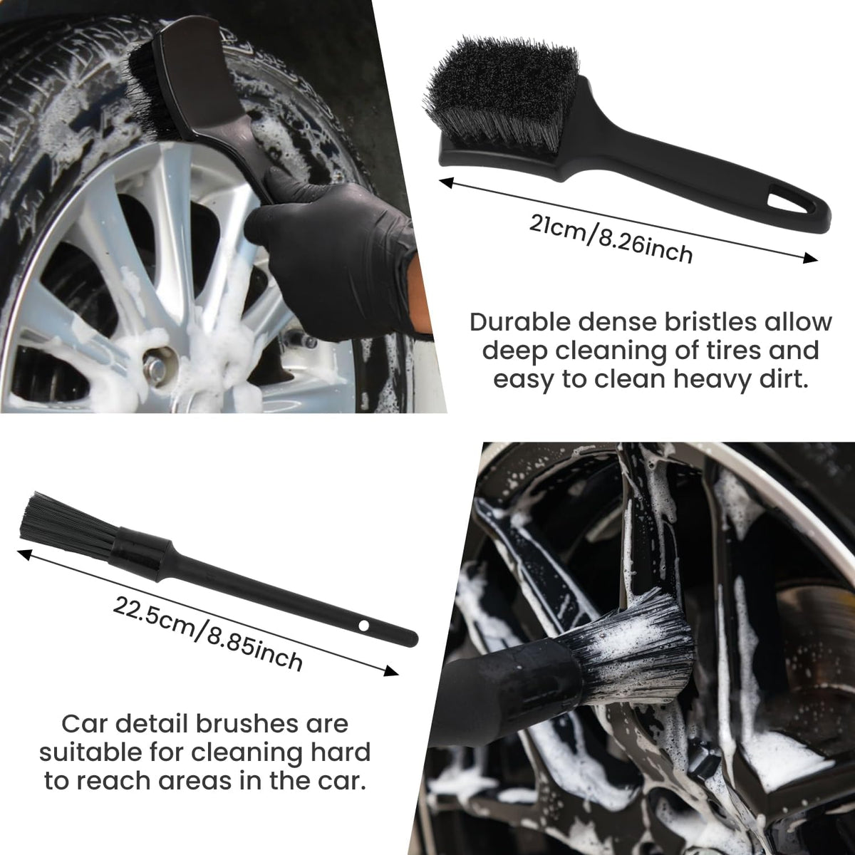5PCS Wheel Cleaner Brush Kit, Tire Brushes, Rim Cleaner Brush,Car Detailing Brushes, Car Wash Tools for Wheels and Tires No Spatter