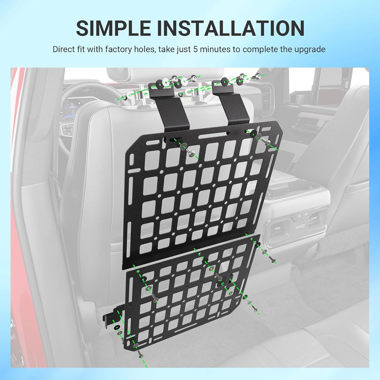 SZYANG 2PCS Seatback Molle Panel Compatible with 2022-2026 Toyota Tundra Seatback Organizers for 1 Seat Tactical Truck Organizer Replacement for 2022-2026 Toyota Tundra Accessories