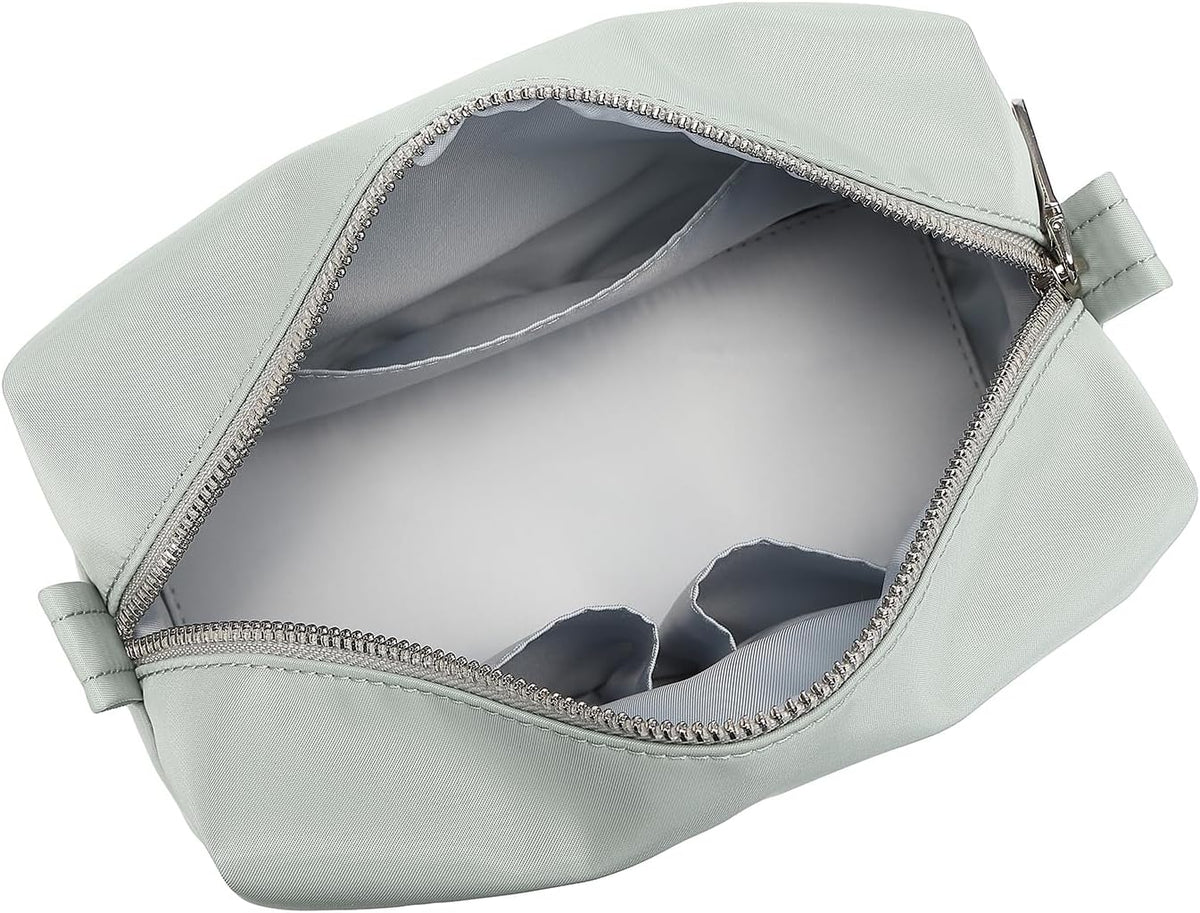 Travel Makeup Bag, Ring Clasp Wristlet Organizer (Grey)