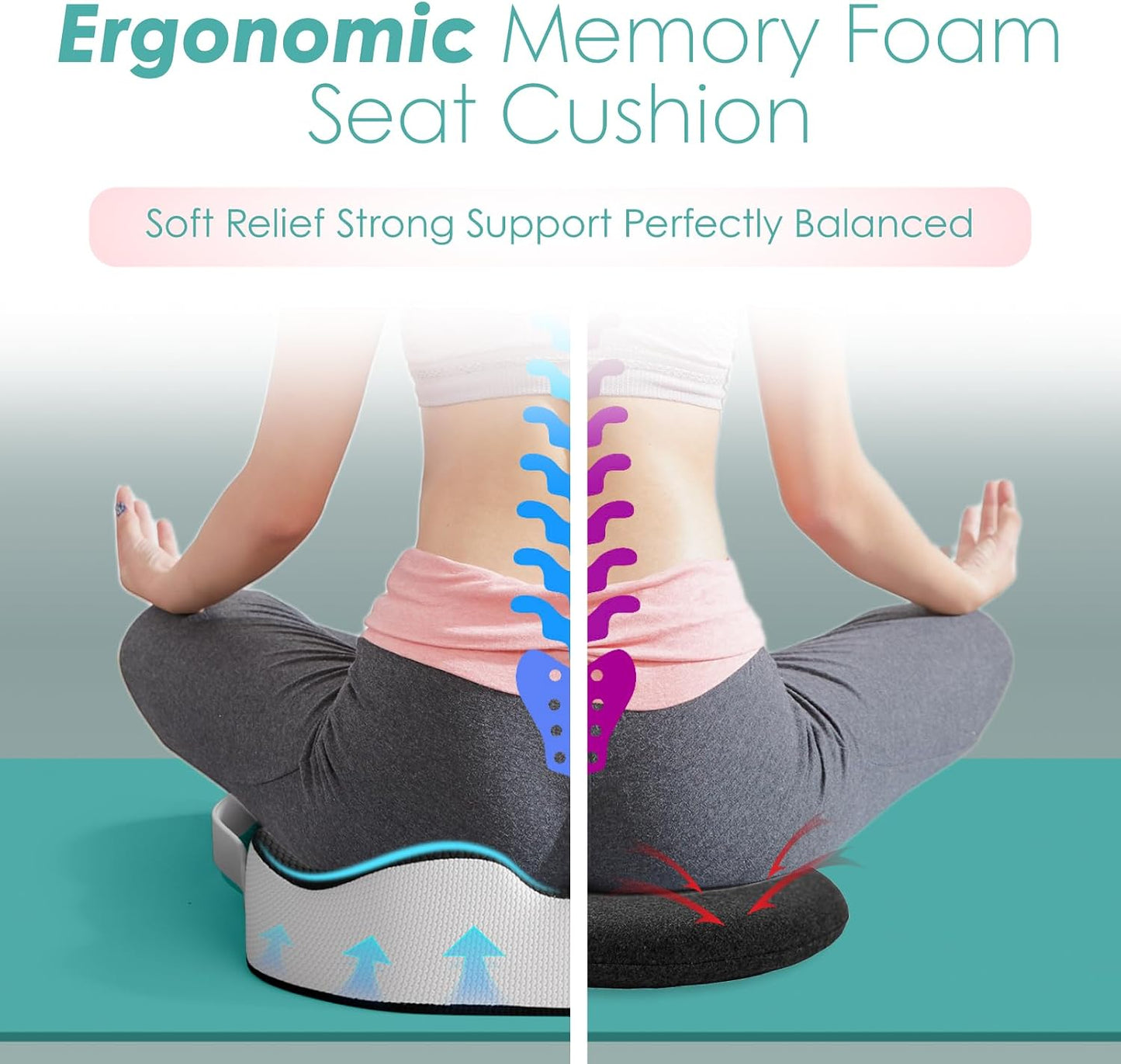 Seat Cushion for Truck Driver, Extra Large Memory Foam Car Seat Cushions for Long Driving - Orthopedic Sciatica & Tailbone Pain Relief, Comfort Support for Road Trip Essentials