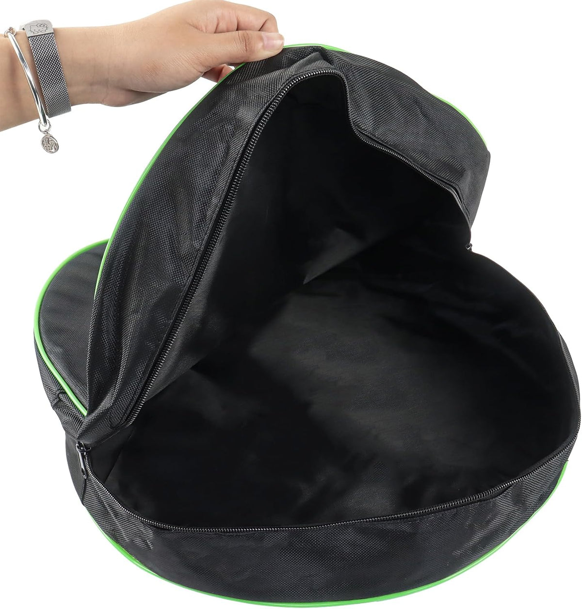 Klmnop 15.7 Inch Jumper Cable Bag - Round Waterproof Storage Bag, Organizer for EV & Garden Hoses (Black)