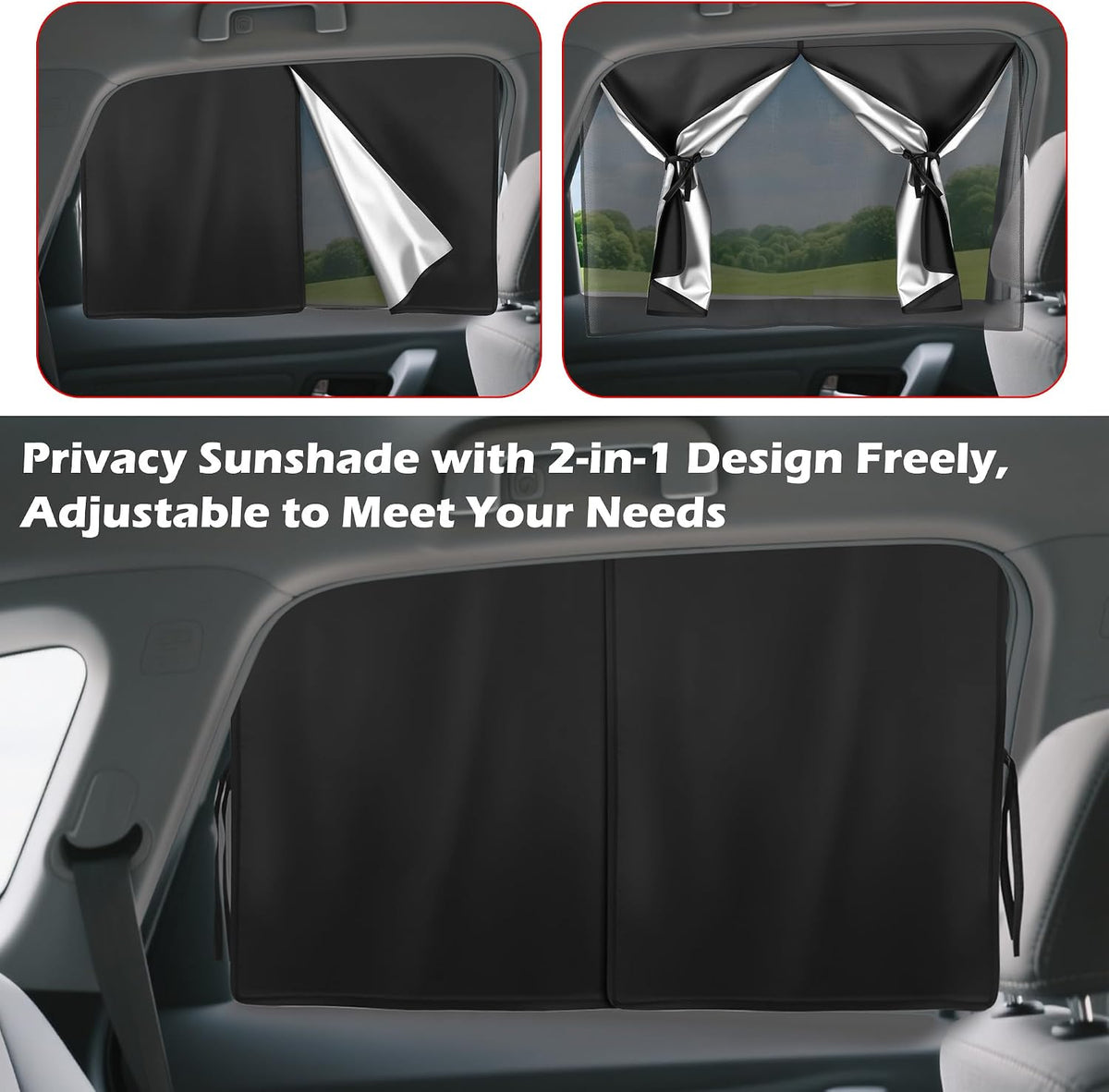 Car Window Shades, 2 Pack Magnetic Side Window Sun Shade for Baby