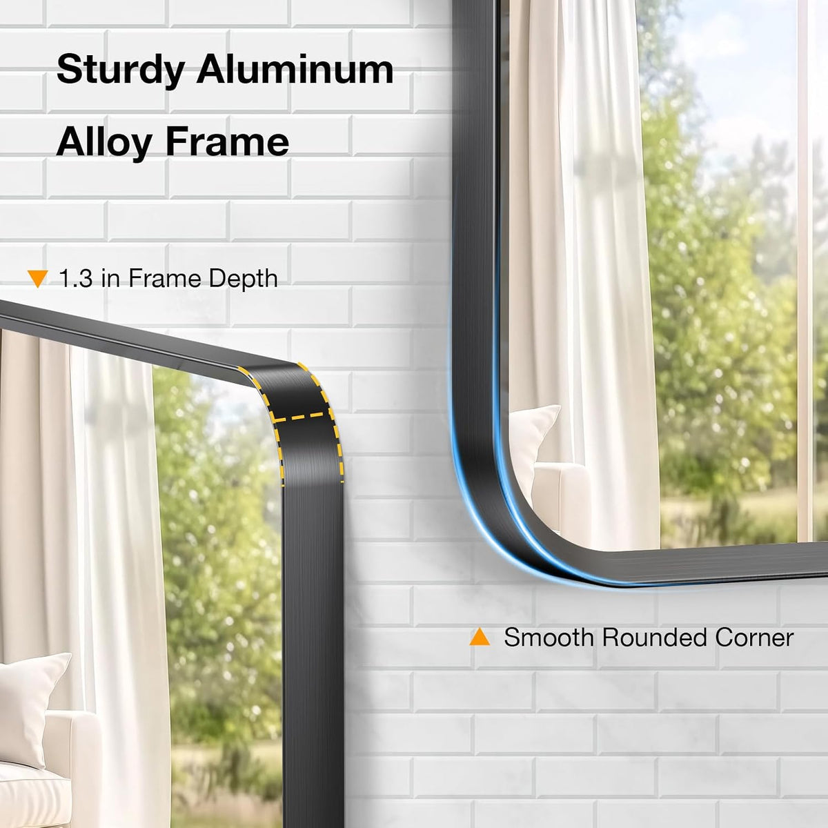40x36 inch Black Rectangle Bathroom Mirror, Mirrors for Over Sink