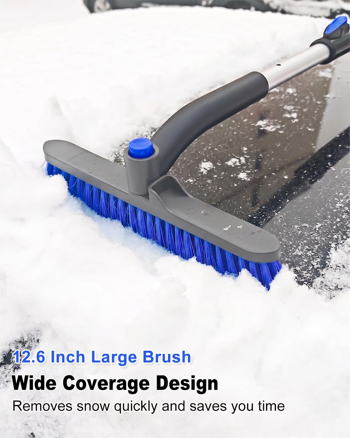 HEEYA 12.6 Inch Large Brush Head with Ice Scraper, Snow Scraper - Blue