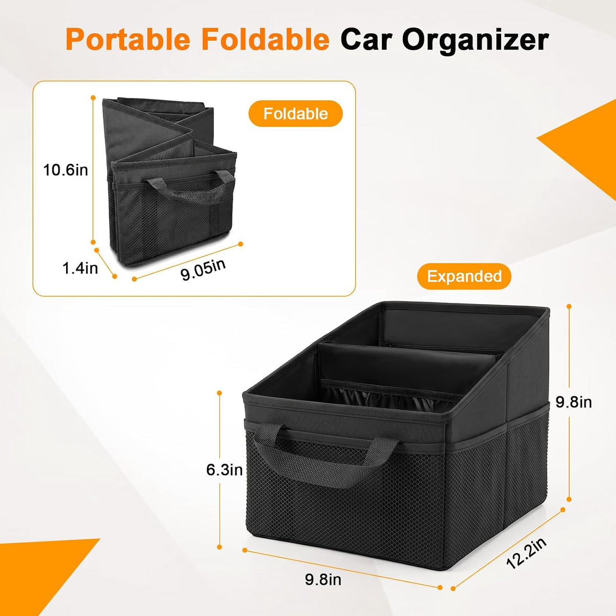 BFXM Car Organizer Back Seat, Black Collapsible Middle Seat Car Organizer