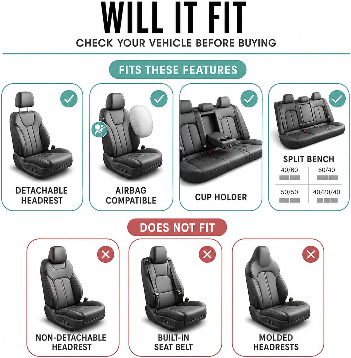 FH Group Front Set Travel Master Car Seat Covers - Covers for Low Back Car Seats with Removable Headrest, Universal Fit, Automotive Seat Cover, Airbag Compatible Car Seat Cover for SUV, Sedan Beige