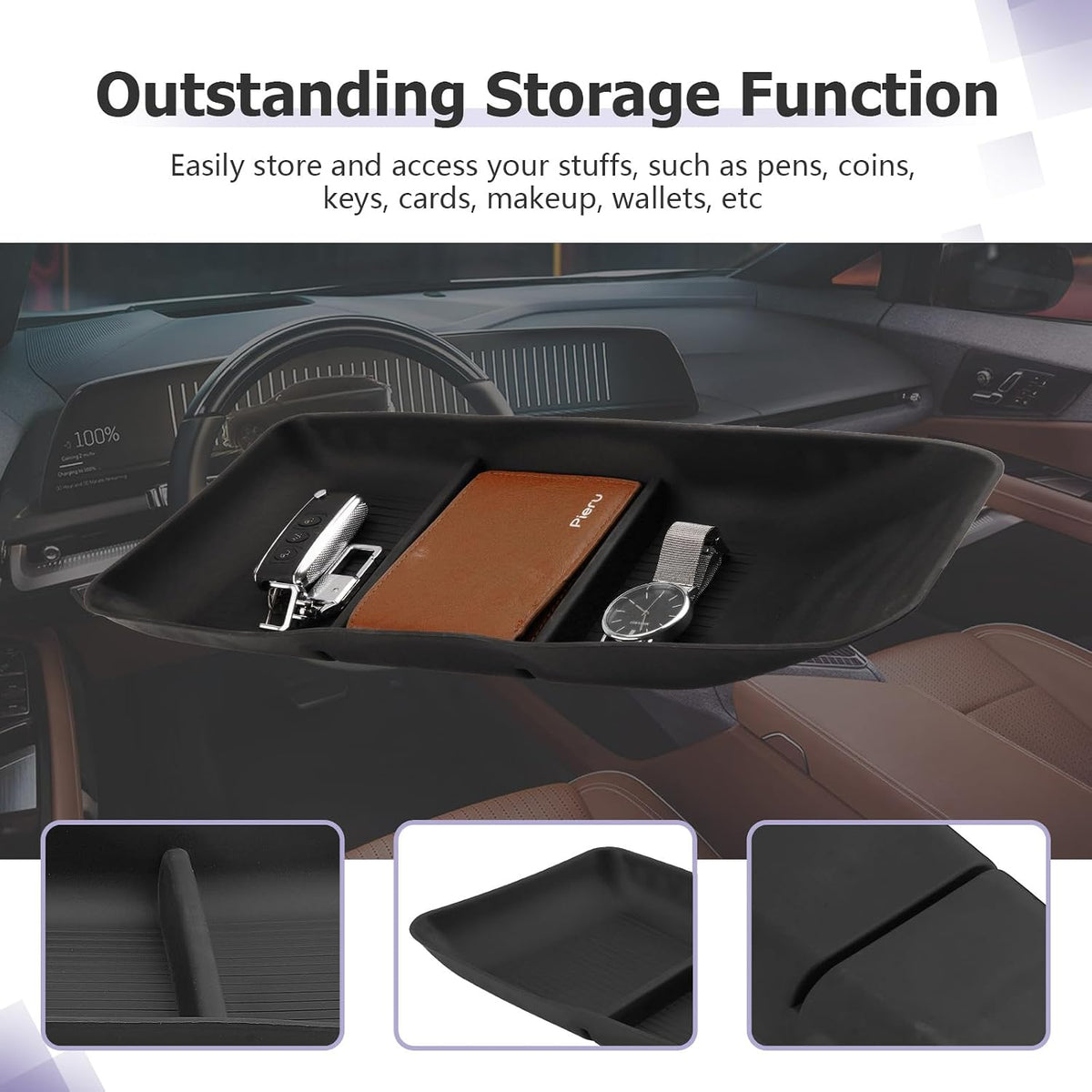 LUWU 2025 Cadillac Optiq Lower Center Console Organizer Compatible with 2025 Cadillac Optiq Luxury/Sport Accessories Armrest Console Organizer Armrest Insert Tray Black