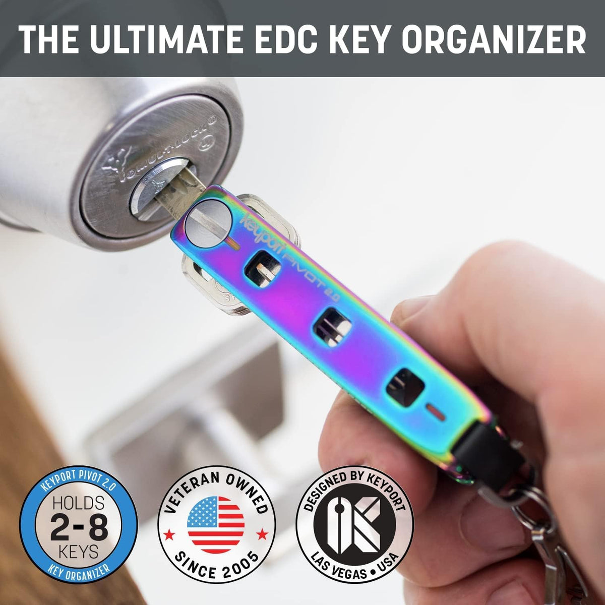 Keyport Pivot 2.0 Key Organizer - EDC Key Holder - Stainless - Iridescent