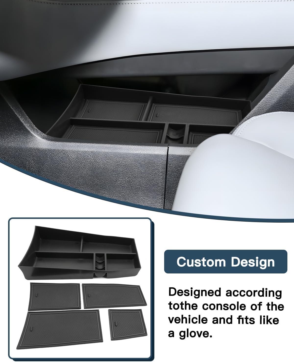 Ruiya Lower Center Console Organizer Tray Compatible with 2021-2026 Nissan Rogue S/SL/SV/Platinum Under Armrest Storage Box Nissan Rogue Interior Accessories with Coin Holder