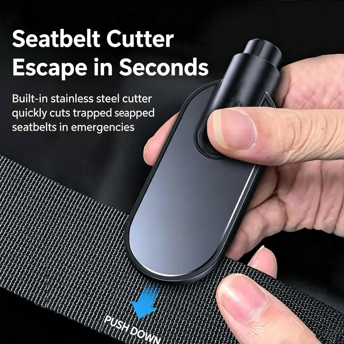 TERRASTRIKE Car Escape Tool, Underwater Function Window Breaker & Hidden Seatbelt Cutter, Vehicle Crash Rescue Safety Hammer, 2 Pack Automotive Life Saving Tool (Black)