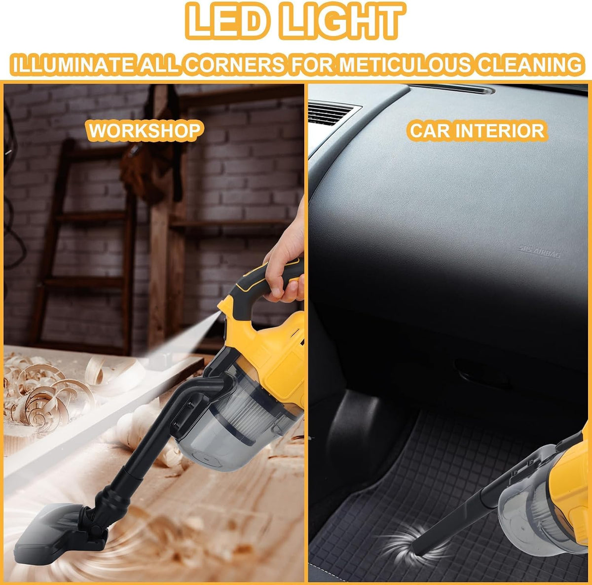 Cordless Vacuum Cleaner Compatible with De-Walt 20v, Brushless Stick Vacuum with Washable HEPA Filter 55CFM Handheld Vacuum Cleaner for Home Car Hardwood Floor Carpet Shop Vac(Tool Only)