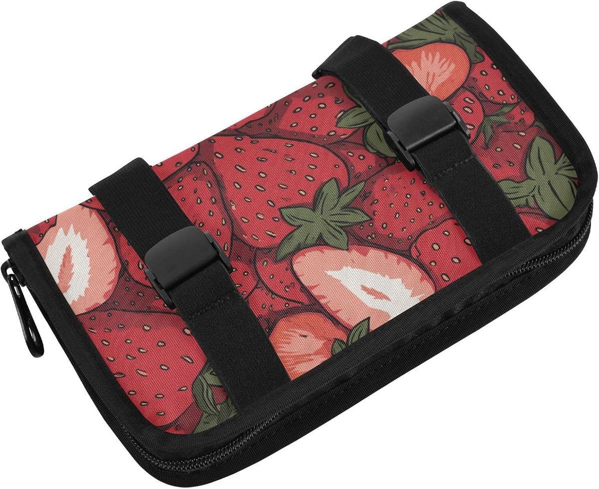 Car Tissue Holder Car Napkin Holder Car Tissue Box Dispenser Storage Case Sun Visor Mask Holder with Adjustable Straps Reusable Refillable Cartoon Red Strawberry