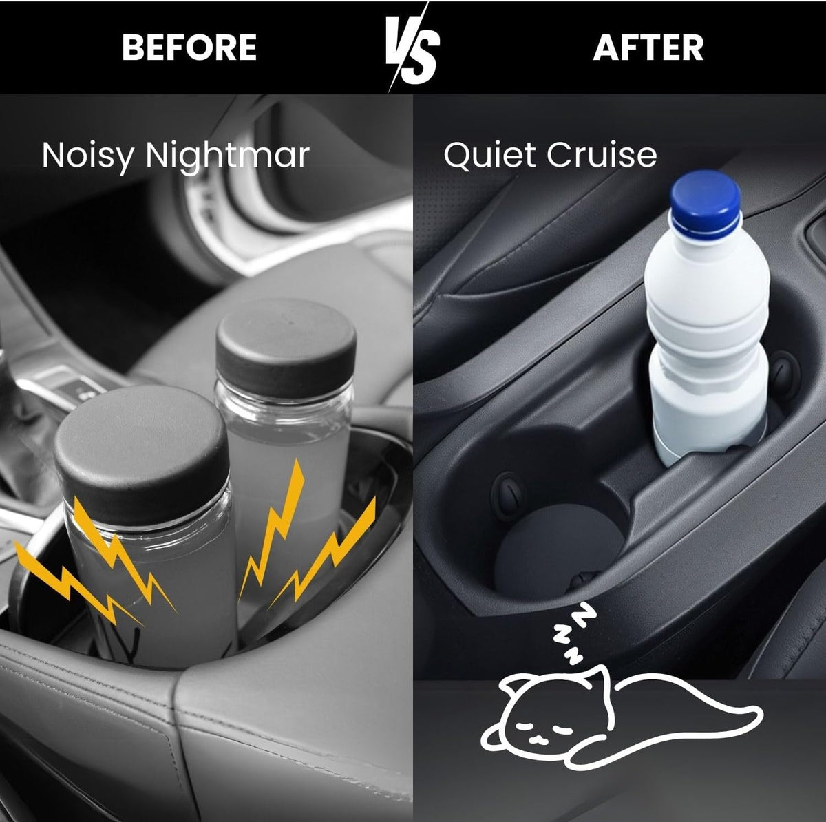Cup Holder Insert for Toyota Highlander 2014-2021 - Includes Anti-Slip Rubber Coaster & Small Bottle Position Limiter - Car Accessory Upgrade Kit
