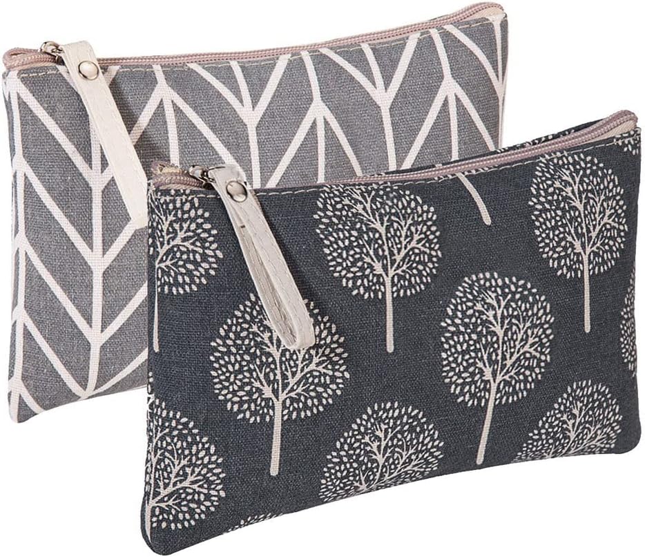 4 Pcs Canvas Cosmetic Bag, Multi-function Travel Makeup Bag Cosmetic Pouch with Zipper Travel Toiletry Bag Small Makeup Pouch Christmas Gifts Stocking Stuffers for Women