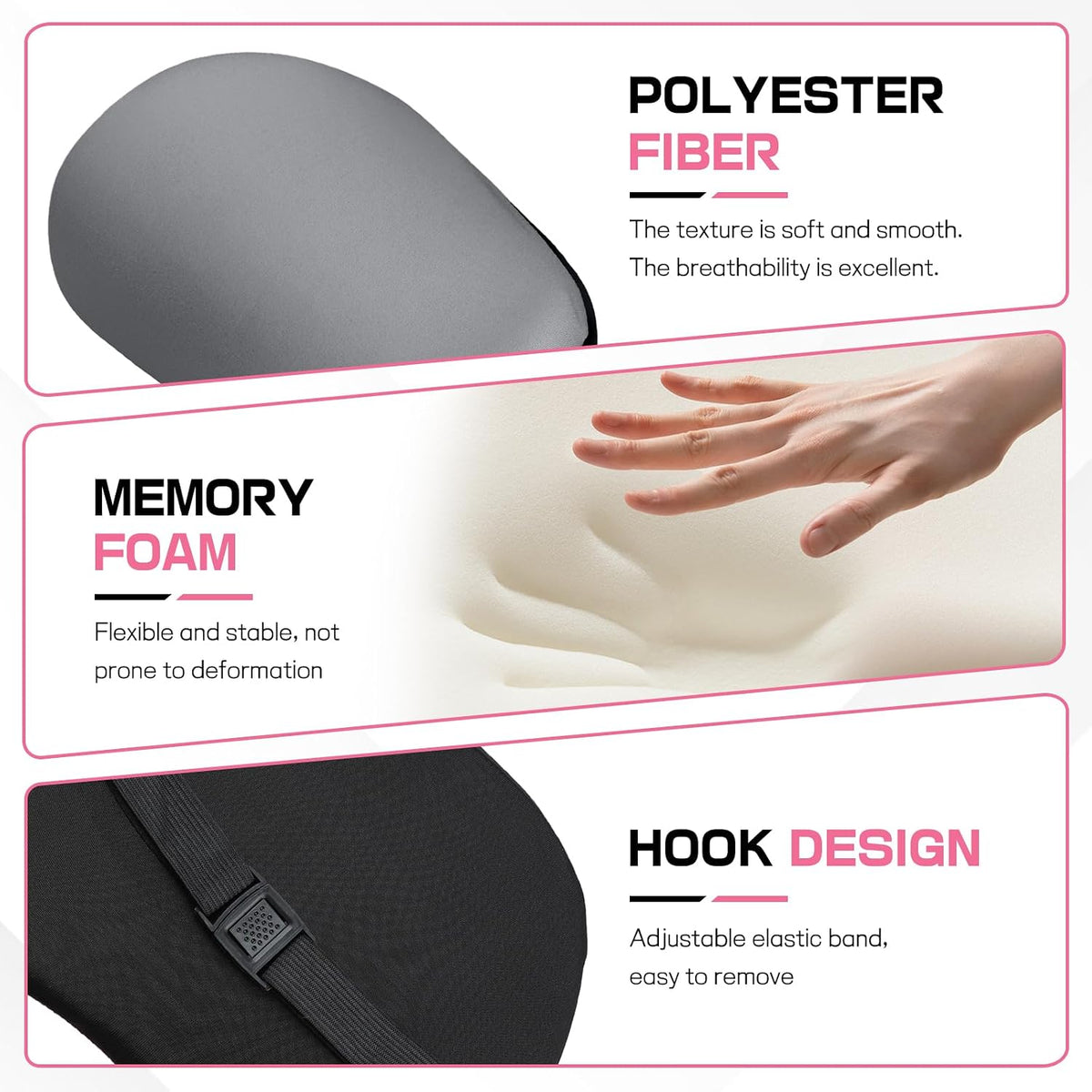 2PCS Car Neck Pillow and Lumbar Support Pillow Set, Ergonomic Memory Foam Back & Neck Support Pillows for Car Seat, Office Chair, Driver Head & Back Cushion and Pain Relief (Gray)