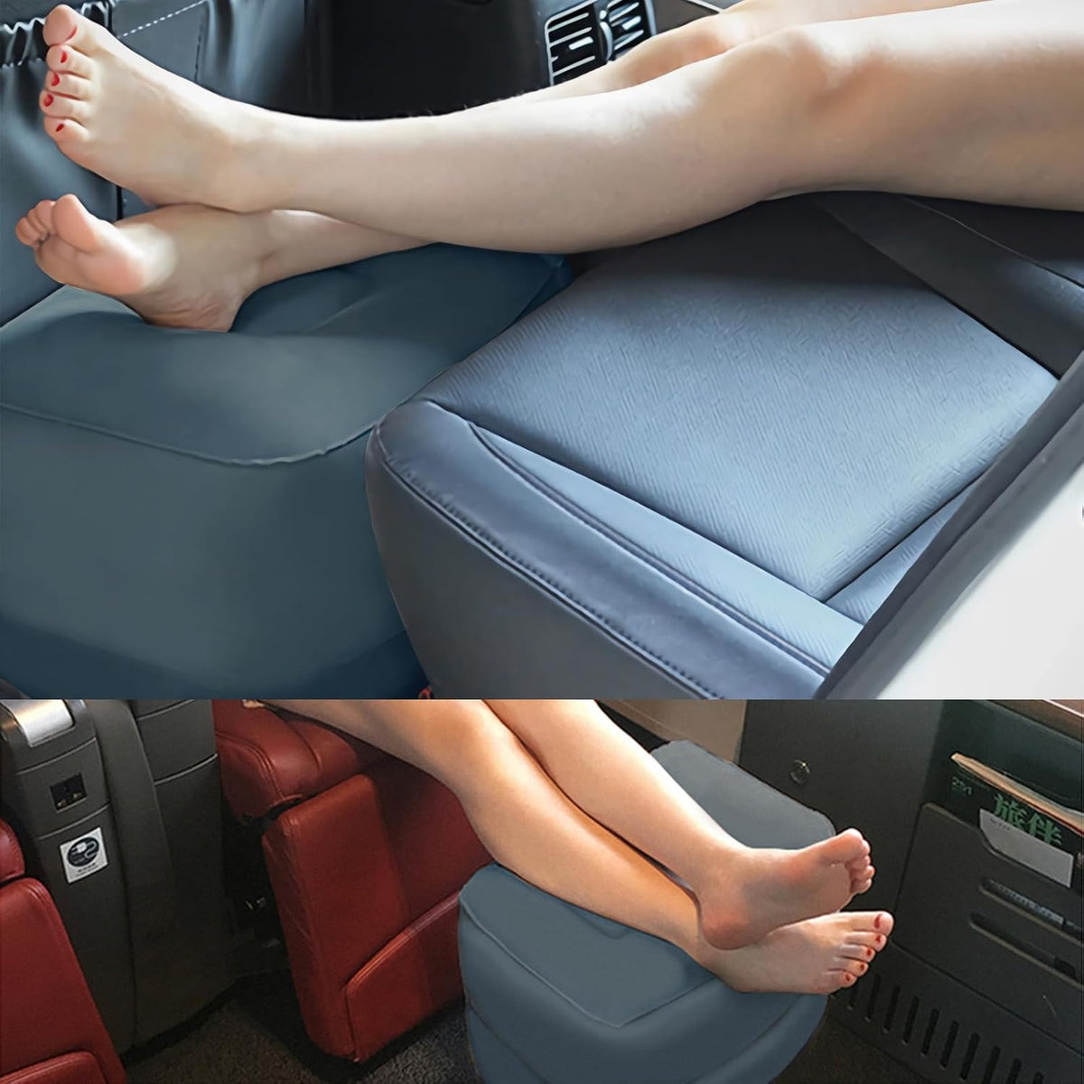 Inflatable Foot Rest Inflatable Travel Foot Rest Pillow Car Seat Footrest for Long Trips Inflatable Stool Compact and Portable Travel Essentials Suitable for Airplane, Car, Home, Office, Campsite
