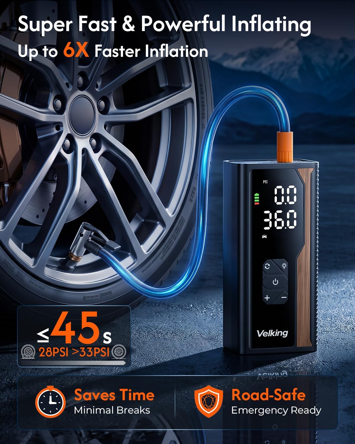 Tire Inflator Portable Air Compressor, Air Pump for Car Tires